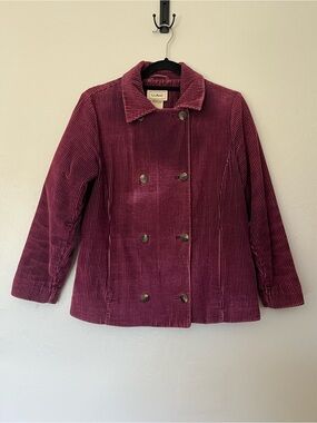 Vintage LL Bean Corduroy Jacket Coat XS Petite Plum Wine Burgundy Fall Y2K
